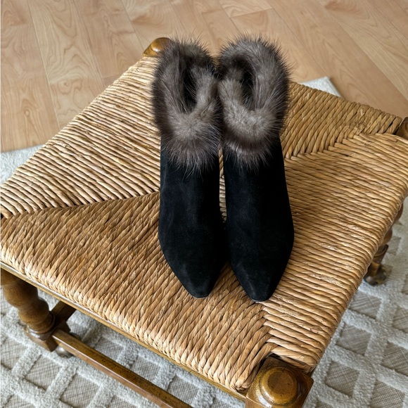 BALLY Black Leather Fur Trim Ankle Boots Made in Italy Designer Luxury Classic - Picture 4 of 12